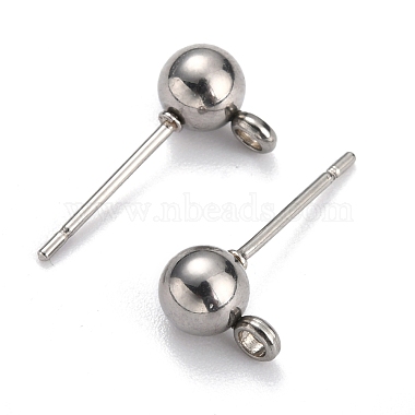 Non-Tarnish 304 Stainless Steel Ball Post Stud Earring Findings(STAS-Z035-01P-D)-2