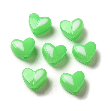 Green Heart Acrylic Beads