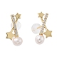 Natural Pearl Star Stud Earrings(EJEW-P256-75G)-1