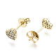 Brass Micro Pave Clear Cubic Zirconia Stud Earrings(EJEW-T046-26G-NF)-2