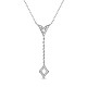 TINYSAND Rhombus Design 925 Sterling Silver Cubic Zirconia Pendant Necklaces(TS-N323-S)-1