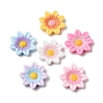 Opaque Resin Cabochons, Sunflower, Mixed Color, 23.5~25x22~23x5~6mm(RESI-B038-03)