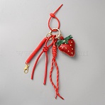 Imitation Leather Strawberry Pendant Decorations, for Bag Ornaments, Red, 325mm(AJEW-SZC0005-40)