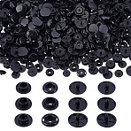 150 Sets 3 Styles Resin Snap Buttons, Cotton-padded Clothes Coat Down Jacket Buckles, Black, 9.5~14x5~7mm, 50sets/style(BUTT-HY0001-17A)
