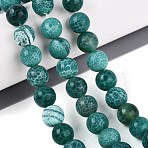 Dyed Natural Agate Beads Strands, Smooth Round, Dark Cyan, 10mm, Hole: 0.7~1.2mm, about 37~38pcs/strand, 14.37~14.96 inch(36.5~38cm)(G-Q606-45A-02)