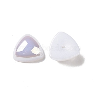 ABS Plastic Imitation Pearl, AB Color Plated, Triangle, White, 14.5x14.5x6.5mm, Hole: 1.4mm(FIND-A013-09B)