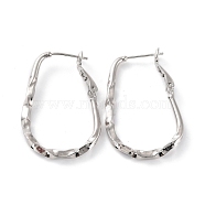 Twist Teardrop Huggie Hoop Earrings, Cadmium Free & Lead Free, Platinum, 33.5x22.5x3mm, Pin: 0.8mm(EJEW-C002-23P-RS)