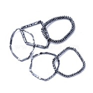 Non-magnetic Synthetic Hematite Stretch Bracelets, Mixed Shapes, Original Color, 7-7/8 inch~8-1/4 inch(20~21cm)(BJEW-F376-02)