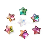 Electroplate Glass Charms, Faceted, Star, Mixed Color, 13x13.5x7mm, Hole: 1.2mm(GLAA-H104-A)