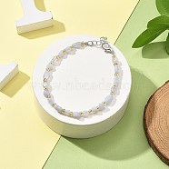 Natural Blue Lace Agate Beads Bracelets for Women, with Silver Alloy Lobster Claw Clasps & Iron Chains & Glass Seed, 6-5/8~7-1/2 inch(16.7~19cm)(BJEW-H623-02S-10)