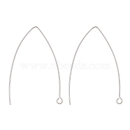 925 Sterling Silver Earring Hooks, Silver, 36~39x18x0.6mm, Hole: 2mm, Pin: 0.6mm(X-STER-K167-064S)