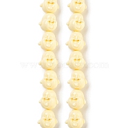 Synthetic Coral Carved Beads Strands, Dyed, Maitreya Laughing Buddha Head, Lemon Chiffon, 17x17x14mm, Hole: 1.8mm, about 20pcs/strand, 13.19''(33.5cm)(CORA-B001-01A)