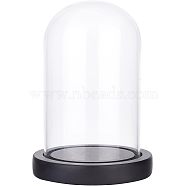 Glass Dome Cover, Decorative Display Case, Cloche Bell Jar Terrarium with Wood Base, Black, 115x110mm(ODIS-WH0010-41A)