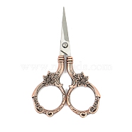 Stainless Steel Flower Scissors, Embroidery Scissors, Sewing Scissors, with Zinc Alloy Handle, Red Copper & Stainless steel Color, 90mm(WG84250-03)