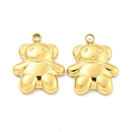 PVD Vacuum Plating 304 Stainless Steel Pendants, Bear Charms, Real 18K Gold Plated, 15x12x3mm, Hole: 1.4mm(STAS-L278-040G)