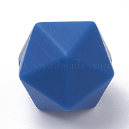 Food Grade Eco-Friendly Silicone Focal Beads, Chewing Beads For Teethers, DIY Nursing Necklaces Making, Icosahedron, Dark Blue, 16.5x16.5x16.5mm, Hole: 2mm(SIL-T048-14mm-51)