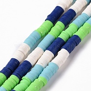 Handmade Polymer Clay Bead Strands, Heishi Beads, Disc/Flat Round, White, 6x0.2~2mm, Hole: 2mm, about 325~330pcs/strand, 15.12~ 15.35 inch(38.4~39cm)(CLAY-C003-02H)