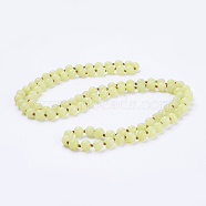 Natural Lemon Jade Beaded Necklaces, Frosted, Round, 36 inch(91.44cm)(NJEW-P202-36-B13)