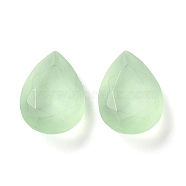 Frosted Glass Rhinestone Cabochons, Faceted, Pointed Back, Teardrop, Chrysolite, 18x13x7mm(RGLA-G022-02A-238)