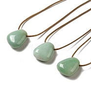 Natural Green Aventurine Triangle Pendant Necklace with Waxed Cord for Women, 15.75~29.92 inch(40~76cm)(NJEW-G093-01E)