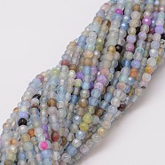 Natural Agate Bead Strands, Dyed, Faceted, Round, Light Steel Blue, 4mm, Hole: 0.8mm, about 90~92pcs/strand, 14 inch(X-G-G882-4mm-C02)