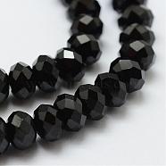 Natural Black Spinel Beads Strands, Faceted, Rondelle, 3x5mm, Hole: 1mm, about 96pcs/strand, 16.35 inch(39cm)(G-E366-06-4x6mm)