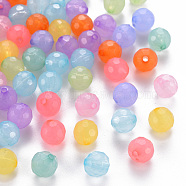 Transparent Acrylic Beads, Dyed, Faceted, Round, Mixed Color, 8x7.5mm, Hole: 1.6mm(X-TACR-S154-62E)