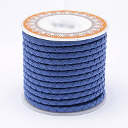 Braided Cowhide Leather Cord, Leather Rope String for Bracelets, Marine Blue, 3mm, about 8.74 yards(8m)/roll(NWIR-N005-01M-3mm)
