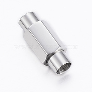 Smooth 304 Stainless Steel Magnetic Clasps with Glue-in Ends, Column, Faceted, Stainless Steel Color, 20x9x8mm, Hole: 5mm(STAS-H402-63P-5mm)