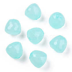 Transparent Acrylic Beads, Dyed, Faceted, Teardrop, Pale Turquoise, 15x14.5mm, Hole: 2mm, about 243pcs/500g(MACR-S373-10E-08)