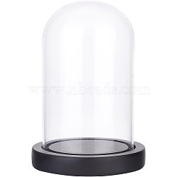 Glass Dome Cover, Decorative Display Case, Cloche Bell Jar Terrarium with Wood Base, Black, 115x110mm(ODIS-WH0010-41A)