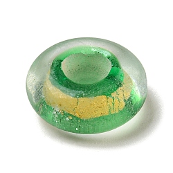 Glass European Beads, Large Hole Beads, Rondelle, Light Green, 15x6mm, Hole: 5.5mm(GLAA-XCP0001-39)