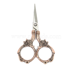 Stainless Steel Flower Scissors, Embroidery Scissors, Sewing Scissors, with Zinc Alloy Handle, Red Copper & Stainless steel Color, 90mm(WG84250-03)