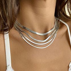304 Stainless Steel Snake Chain Necklaces for Women, Stainless Steel Color, 3mm, 21.65 inch(55cm)(WG80FEF-29)