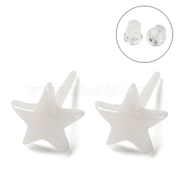 Hypoallergenic Bioceramics Zirconia Ceramic Stud Earrings, No Fading and Nickel Free, Star, White, 7x7.5mm(EJEW-F340-03A-02)