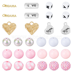 DICOSMETIC DIY Mother's Day Jewelry Finding Kit, Including Acrylic & Resin Rhinestone & Silicone Beads, Brass & Alloy Pendants, Word Love Mama, Mixed Color, 30Pcs/box(DIY-DC0002-34)