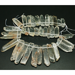 Chip Natural Quartz Crystal Graduated Beads Strands, Rock Crystal Beads, 23~62x10~12x4~6mm, Hole: 2mm, about 35pcs/strand, 15.3 inch(G-P064-01)
