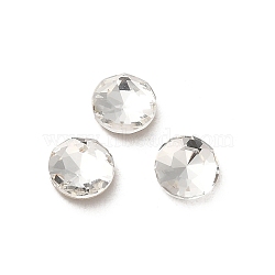 Glass Rhinestone Cabochons, Point Back & Back Plated, Faceted, Flat Round, Crystal, 6x2.7mm(RGLA-P037-10A-001)