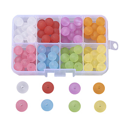 Round Transparent Acrylic Beads, Frosted, Mixed Color, 10mm, Hole: 2mm, 104pcs/box(FACR-X0001-01-10mm)