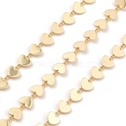 Brass Heart Link Chains, Unwelded, with Spool, Real 18K Gold Plated, 2.5x1.5x0.5mm, 7.5x5mm(CHC-M025-48G)