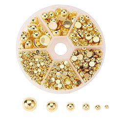 ABS Plastic Imitation Pearl Beads, Half Round, Gold, Gold, 9.5x4.5mm, 1390pcs/box,
(KY-CJ0001-08)