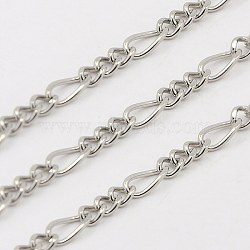 304 Stainless Steel Figaro Chains, Decorative Chains, Unwelded, Stainless Steel Color, 5~7x3.5x2mm(CHS-K001-82-B)
