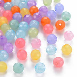 Transparent Acrylic Beads, Dyed, Faceted, Round, Mixed Color, 8x7.5mm, Hole: 1.6mm(X-TACR-S154-62E)