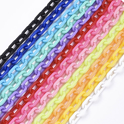 Opaque Acrylic Cable Chains, Oval, Mixed Color, 13x8x2mm, 19.68 inch(50cm)/strand(X-SACR-N010-002)