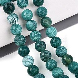 Dyed Natural Agate Beads Strands, Smooth Round, Dark Cyan, 10mm, Hole: 0.7~1.2mm, about 37~38pcs/strand, 14.37~14.96 inch(36.5~38cm)(G-Q606-45A-02)