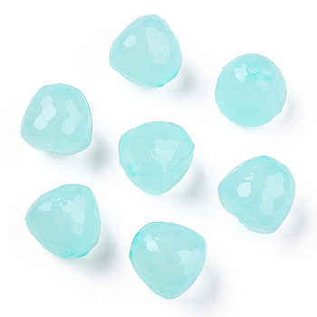 Transparent Acrylic Beads, Dyed, Faceted, Teardrop, Pale Turquoise, 15x14.5mm, Hole: 2mm, about 243pcs/500g