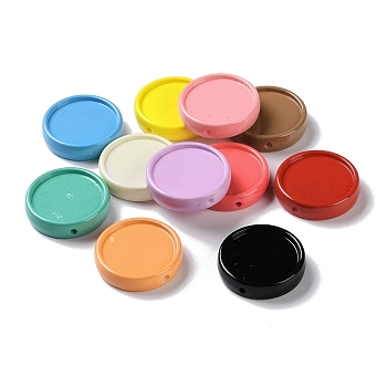 Baking Paint Opaque Acrylic Beads, Flat Round, Mixed Color, 30x7mm, Hole: 2mm