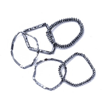 Non-magnetic Synthetic Hematite Stretch Bracelets, Mixed Shapes, Original Color, 7-7/8 inch~8-1/4 inch(20~21cm)