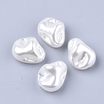 ABS Plastic Imitation Pearl Beads, Nuggets, Creamy White, 16.5x13x10mm, Hole: 1.8mm