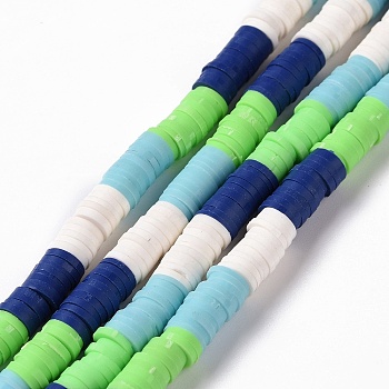 Handmade Polymer Clay Bead Strands, Heishi Beads, Disc/Flat Round, White, 6x0.2~2mm, Hole: 2mm, about 325~330pcs/strand, 15.12~ 15.35 inch(38.4~39cm)